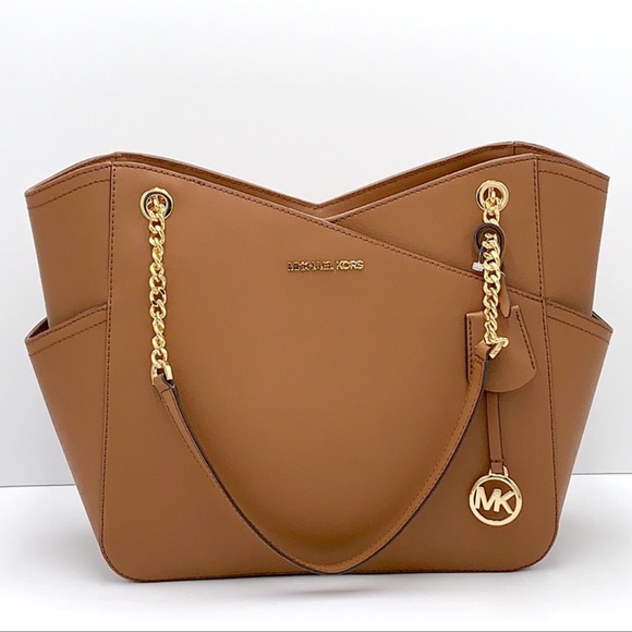 MICHAEL KORS LARGE X CHAIN LOGO SHOULDER BAG BROWN - Picture 2 of 16